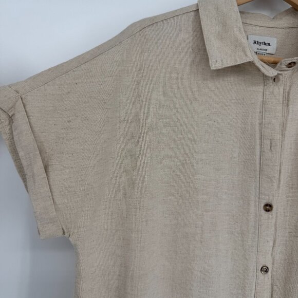 Rhythm Classic Shirt Dress in Oat Size‎ Sm EUC Minimalist Basic Clean - Picture 5 of 11